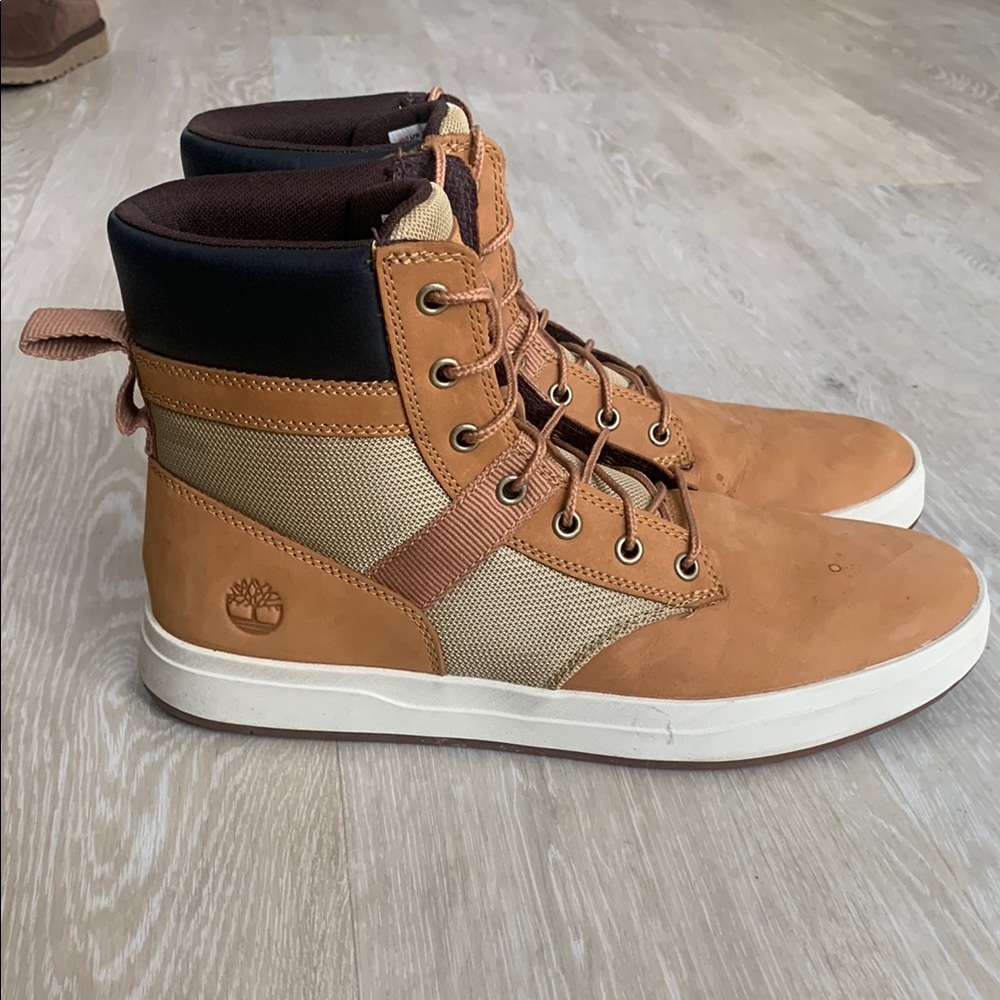 Timberland Men's Tan and Black High-Top Sneakers